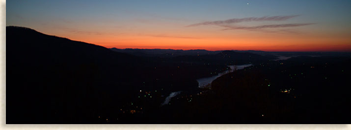 Sunrise from Chimney Rock over Lake Lure