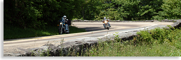 Motorcycles on Newfound Gap in the Smoky Mountains