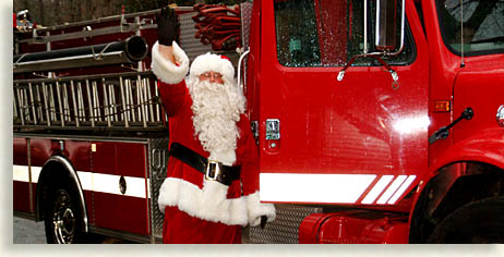 Santa on a fire truck