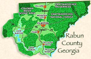 Map of Rabun County Georgia