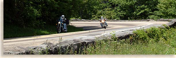 Motorcycles on Newfound Gap in the Smoky Mountains