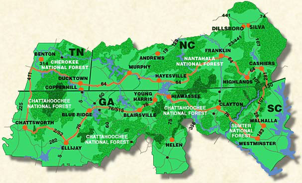 Map Of The Southern Highroads Trail 6114
